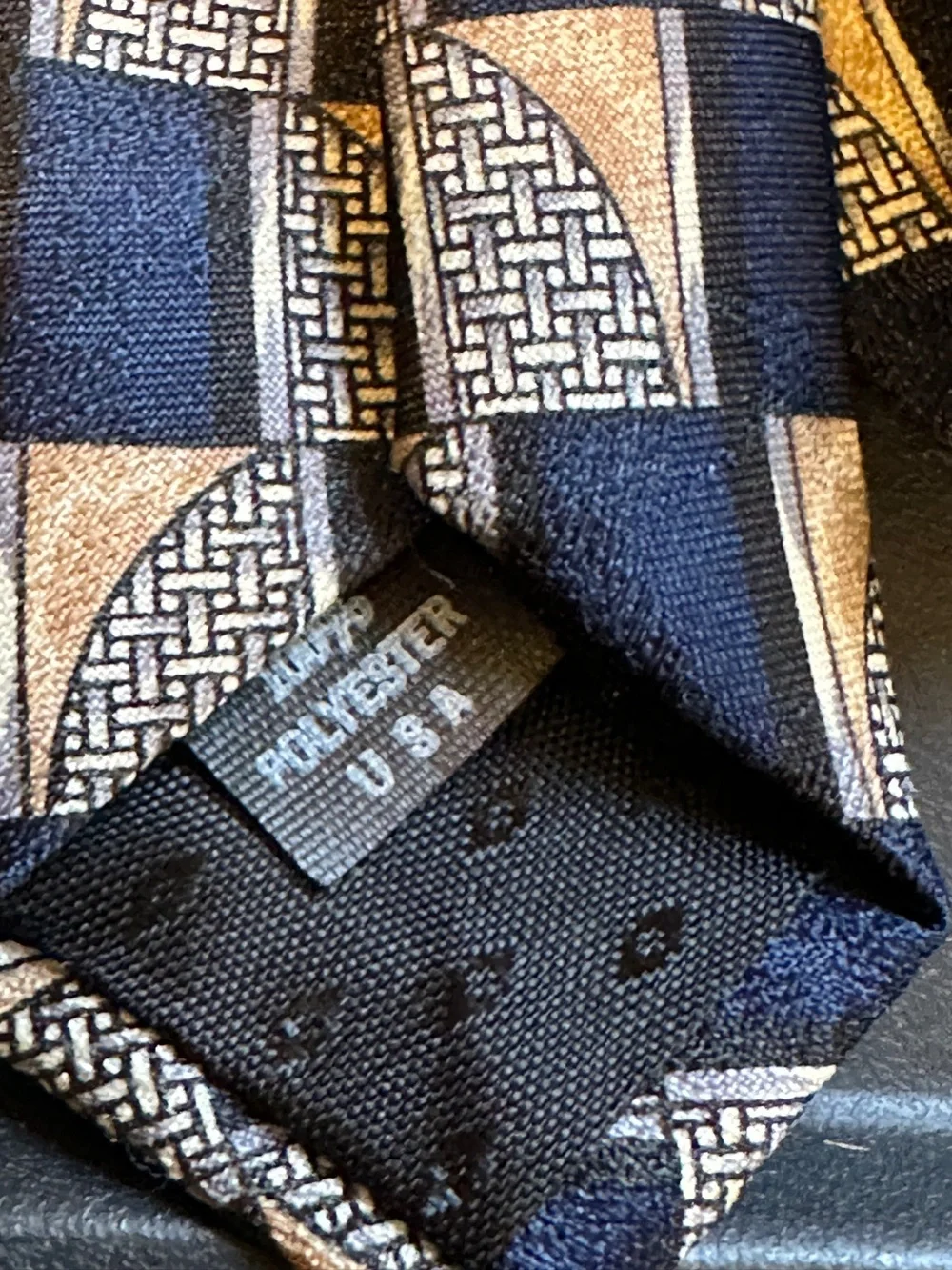 100% silk handmade Navy & Gold Geometric Men's Tie necktie menswear